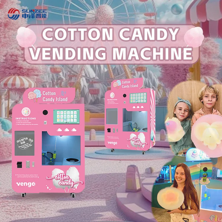 China Factory Direct Earn Money Commercial kids pink Automatic Cotton Floss Candy Vending Machine Robot For Sell party