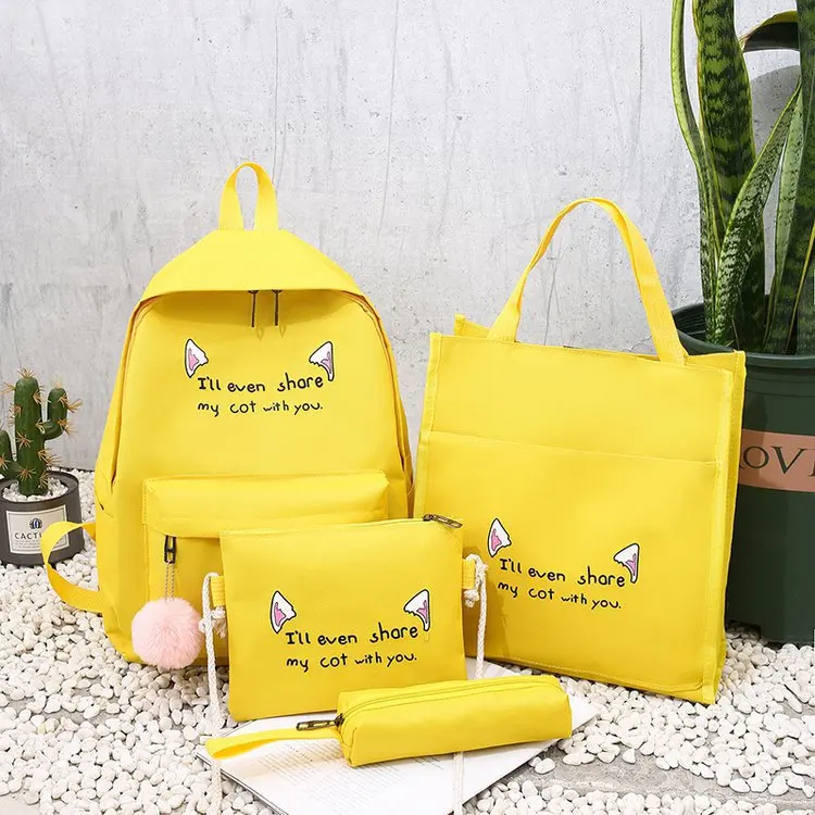 2023 4 piece set High capacity ladies school bag wholesale school bags