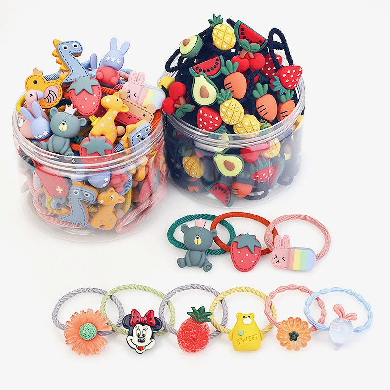 wholesale luxury resin fruit series 20pcs baby Elastic Rubber Band Girls Hair Ties kids hair accessories