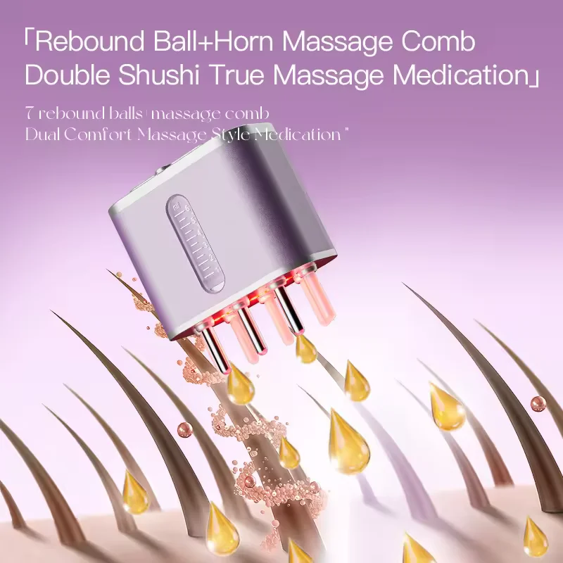 Hot Electric Head Massage Brush Hair Oil Applicator For Scalp Red Light Nourishing Scalp Ox Horn Hair Conditioning Liquid Comb