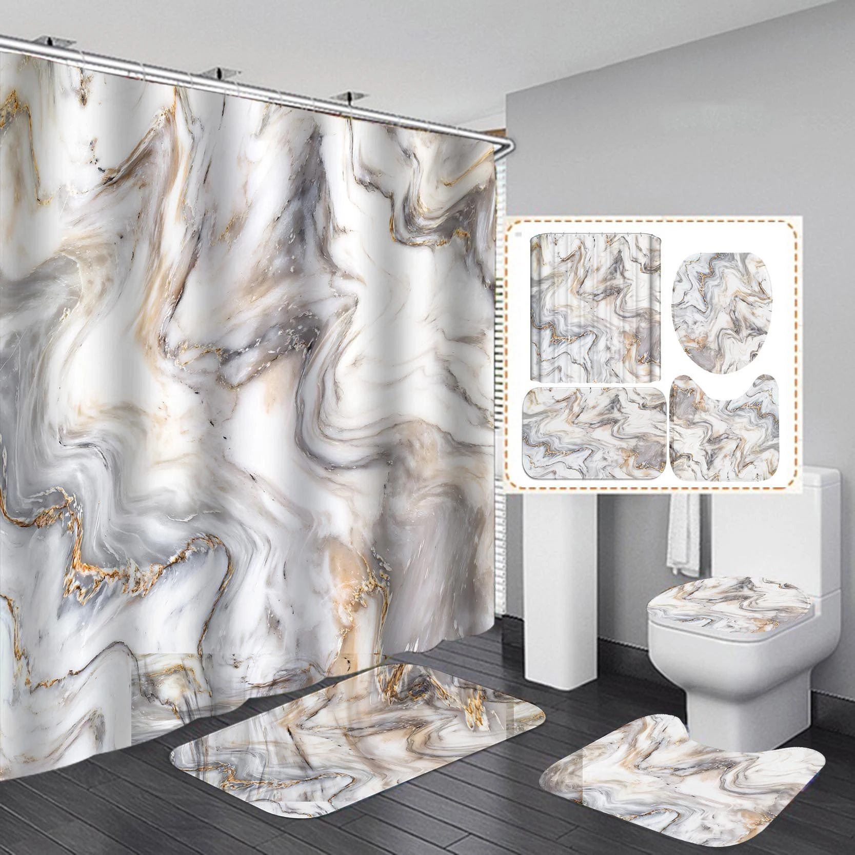 Новинка 2020, водонепроницаемая занавеска для душа из ткани в современном стиле