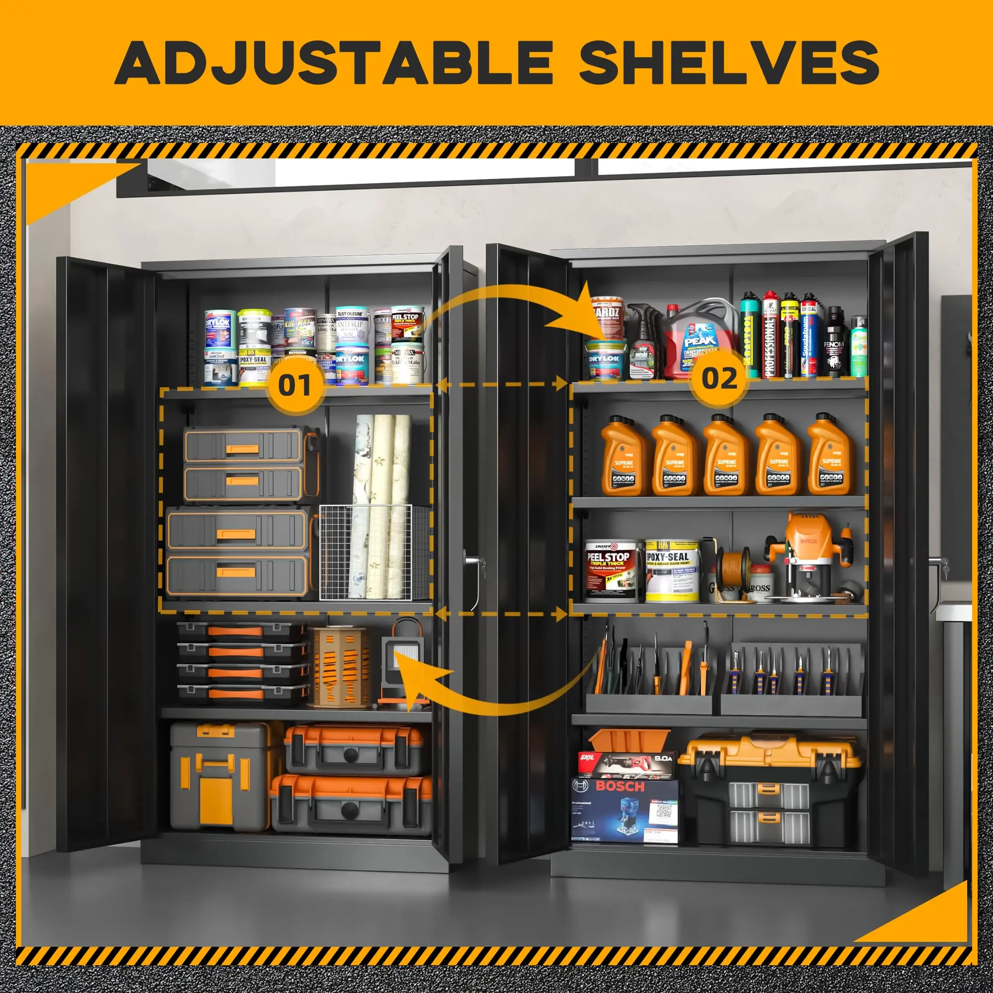 Metal Filing Cabinets 2 Doors 4 Adjustable Shelves Black Steel Lockable Storage Cabinets Safety Organizer File Cabinet