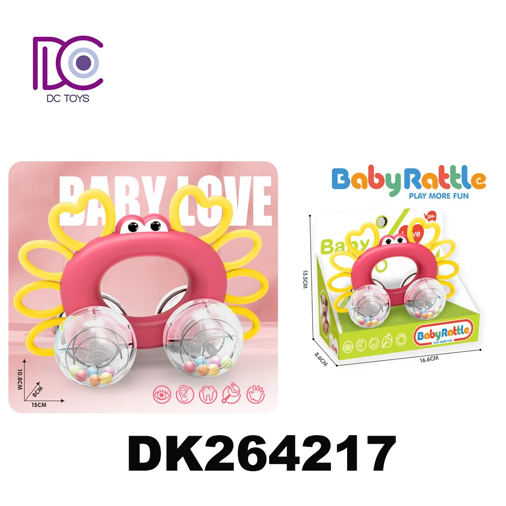 DC newest design baby rattle series hedgehog butterfly  crab stegosaurus baby rattle car toys factory direct