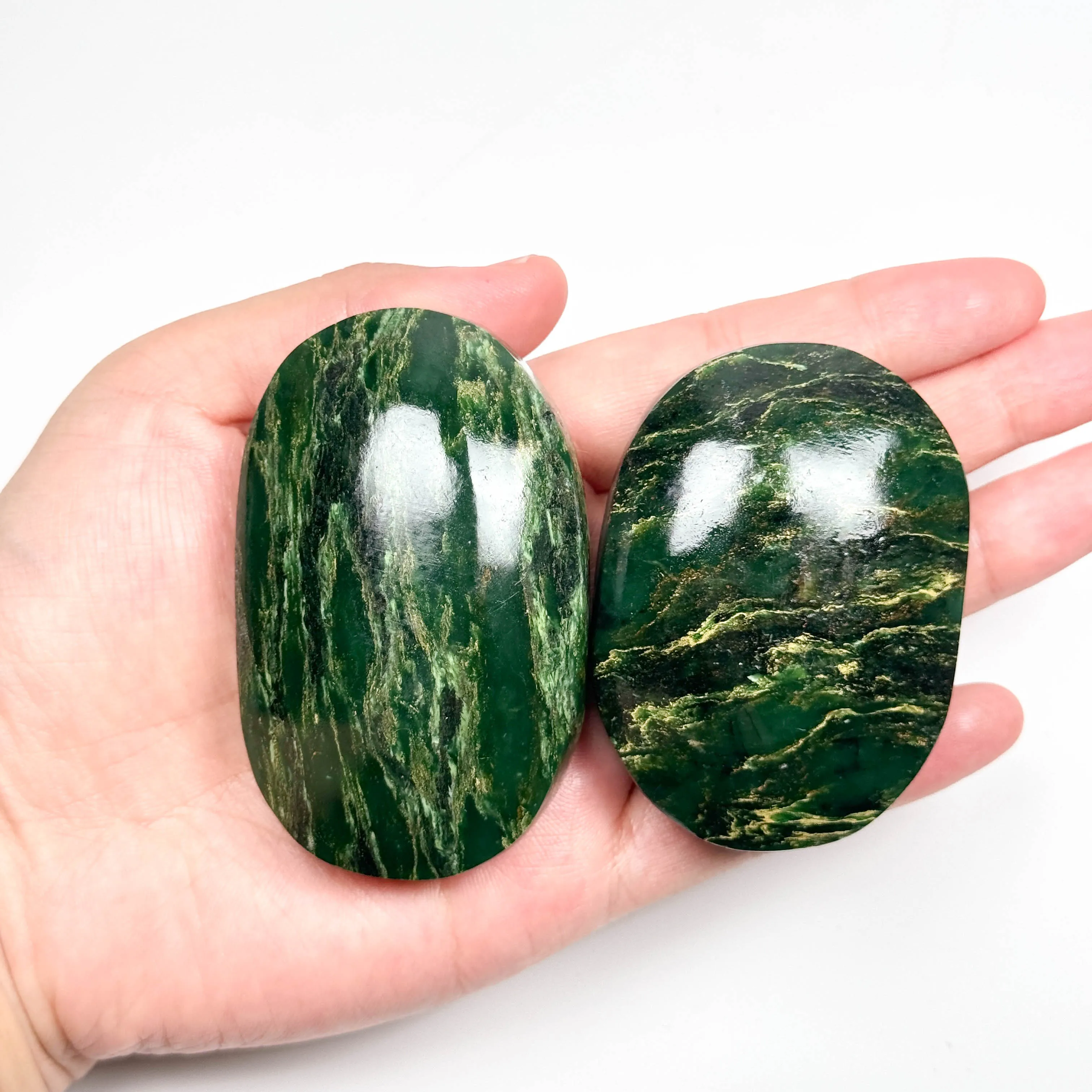 Feng Shui African Jade Gemstone Oval Polished Crystal Reiki Palm Stone Natural Jade Crystal Palm Stones