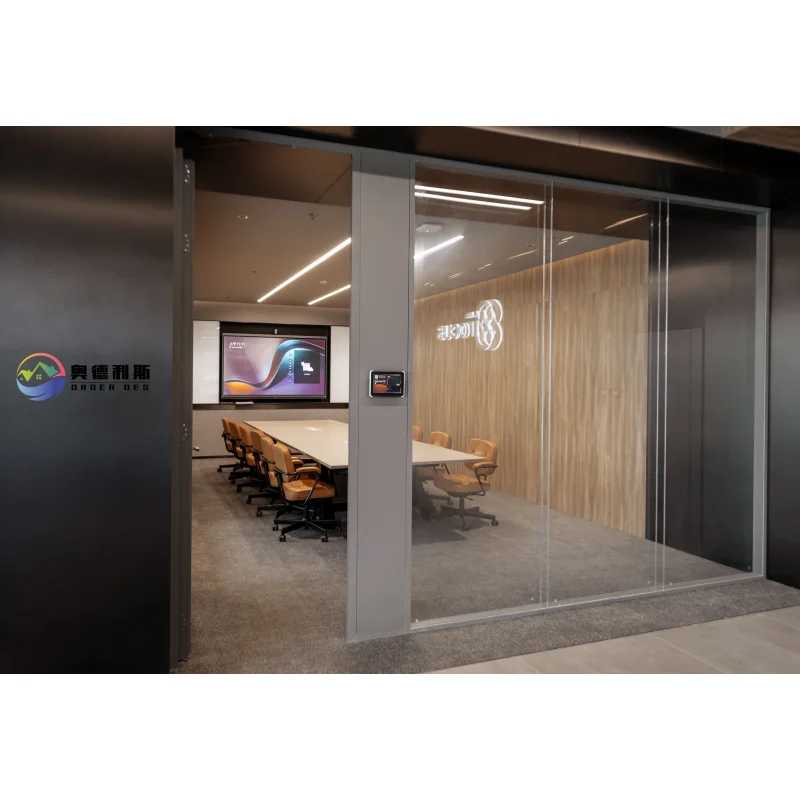 Modern Double Layer Aluminum Frame Glass Door Excellent for Office Use-Hardware Partition Doors