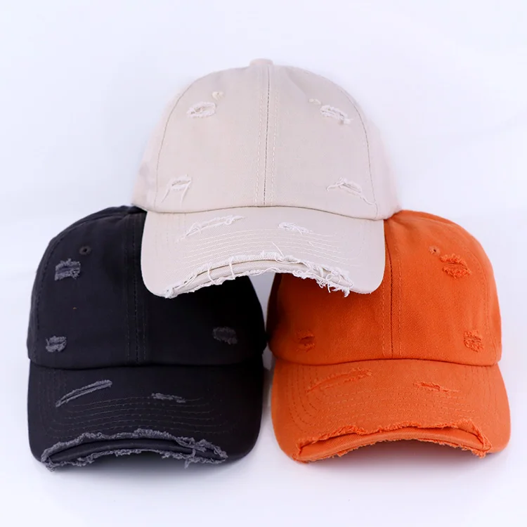 Custom Color And LOGO 6 Panel Dad Hat New Design Distressed Baseball Cap Manufacturer