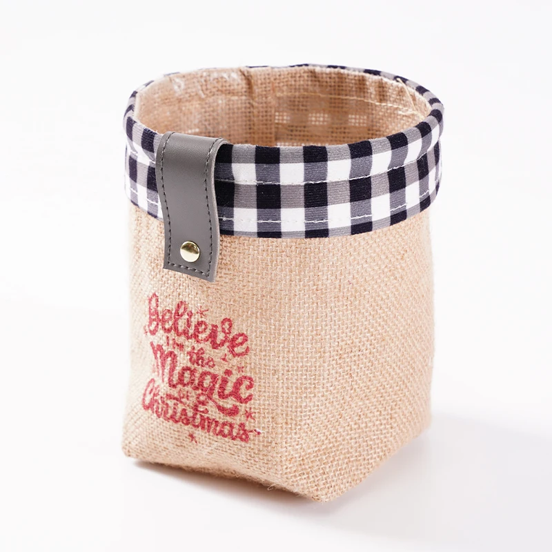 Wholesale Folding Jute Storage Box Baskets Little Round Basket