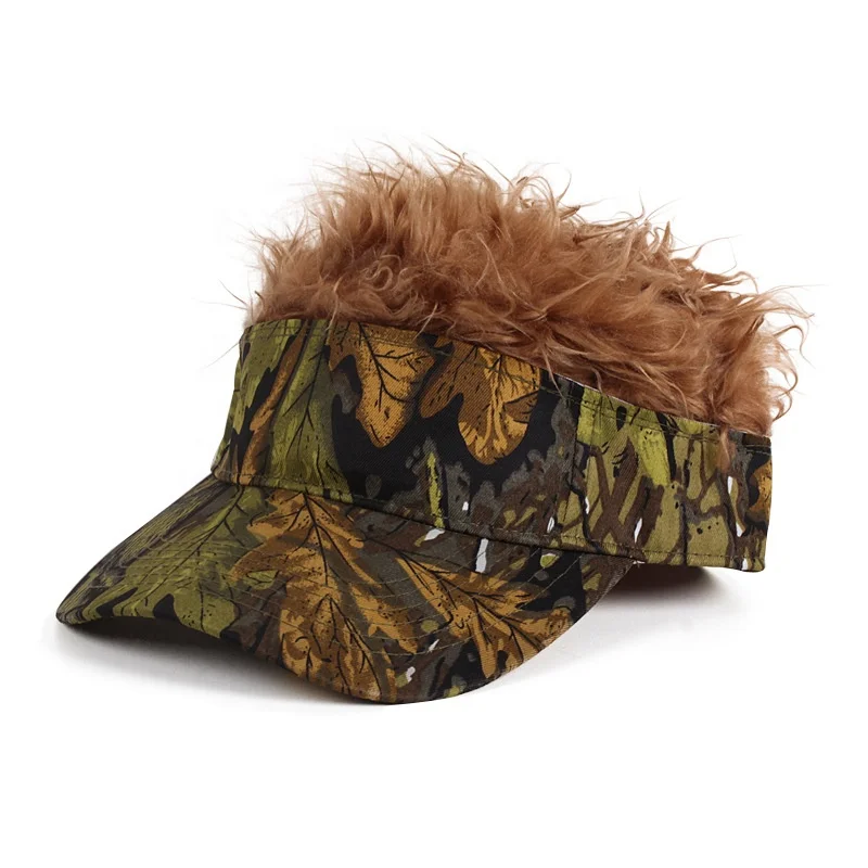 
Fake Flair Hair Baseball Cap Camo Sun Visor Fun Halloween Party Toupee Hat Golf Caps Gorra Adjustable Wig Baseball Cap for Men 