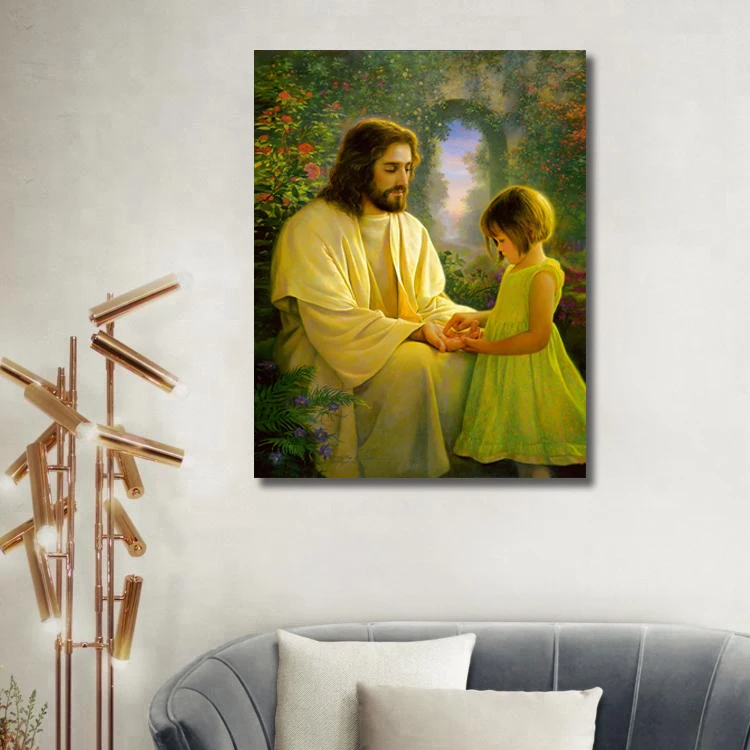 Иисус Wall Art христианской вере Печать на холсте плакат и дети живопись для декора гостиной