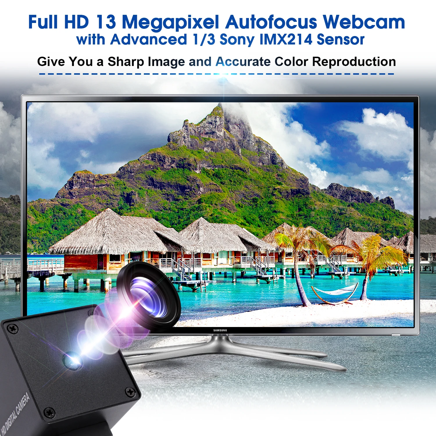 ELP Sony IMX214 Sensor 3840*2880 13MP Auto Focus Mini USB Camera with 75 degree no distortion lens ELP-USB13MAF-KV75