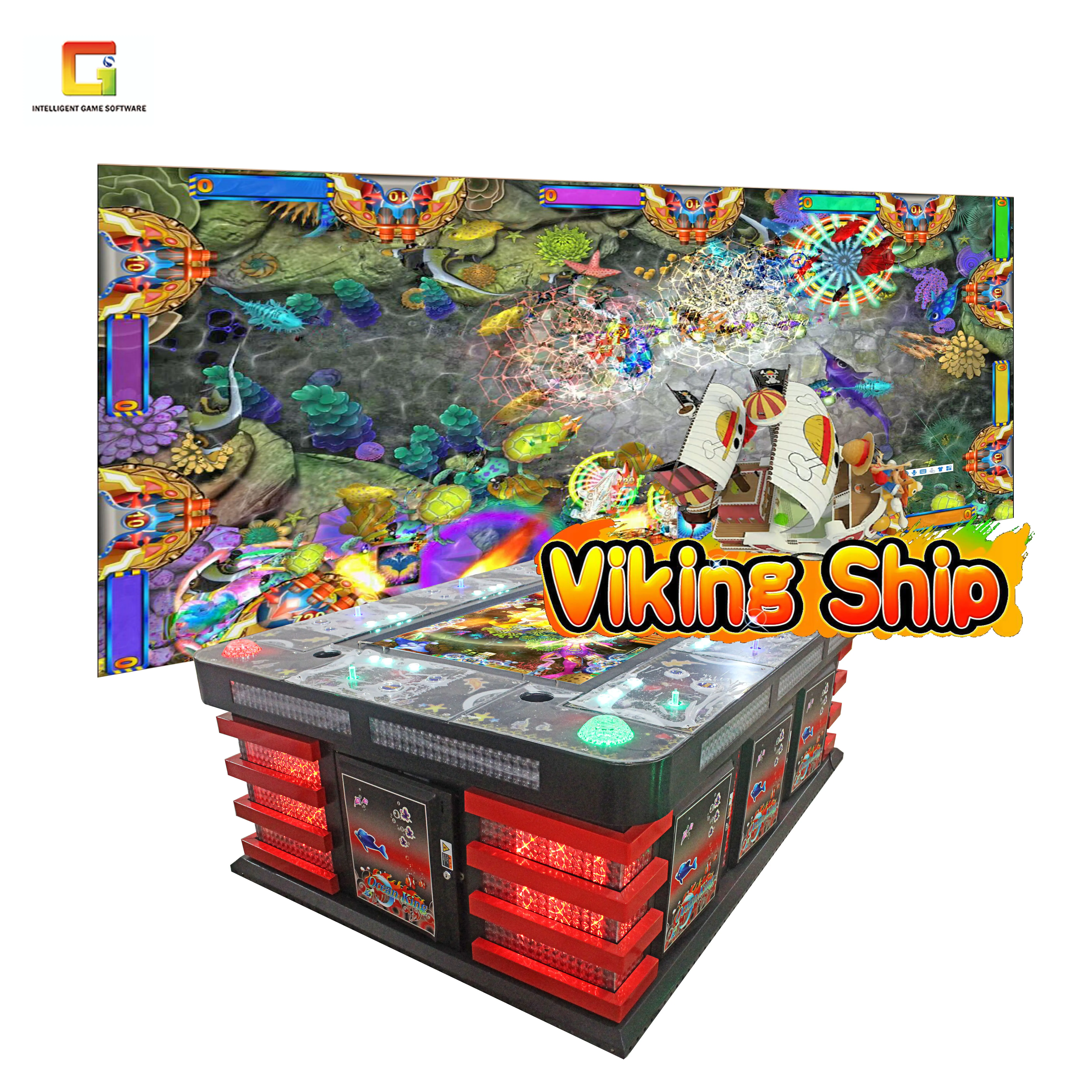 USA factory whole sales viking ship fish game game developer 2,4,6,8,10 Players ocean king panda vs alien Fish game table