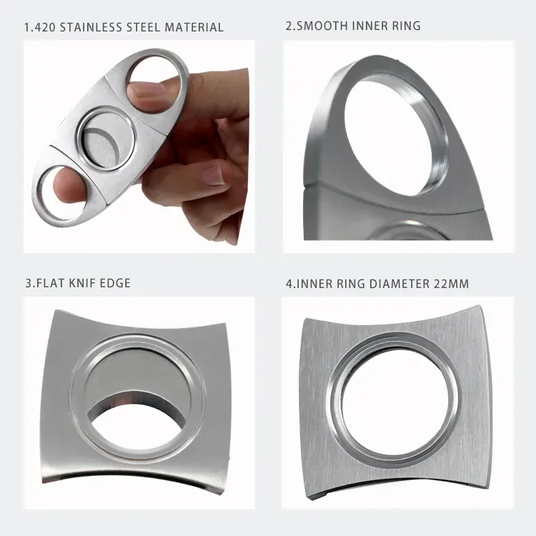 Custom Logo Cigar Accessories Set Double Blade Stainless Steel Cigar Cutter Luxury Cigar Scissors With Gift Box