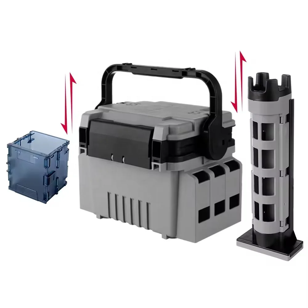 Fishing Multi-Function Double-Layer Fishing Tackle Boxes Portable Tool Box With Rod Holder Fishing Gear Suitcase