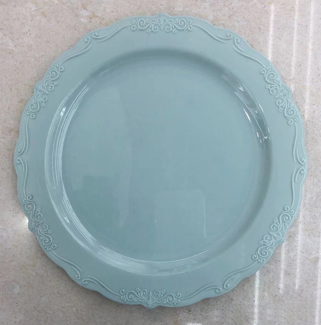 7.5 inch 10.25 inch disposable plate color hard plastic disc lace plate European-style plastic dinner plate set