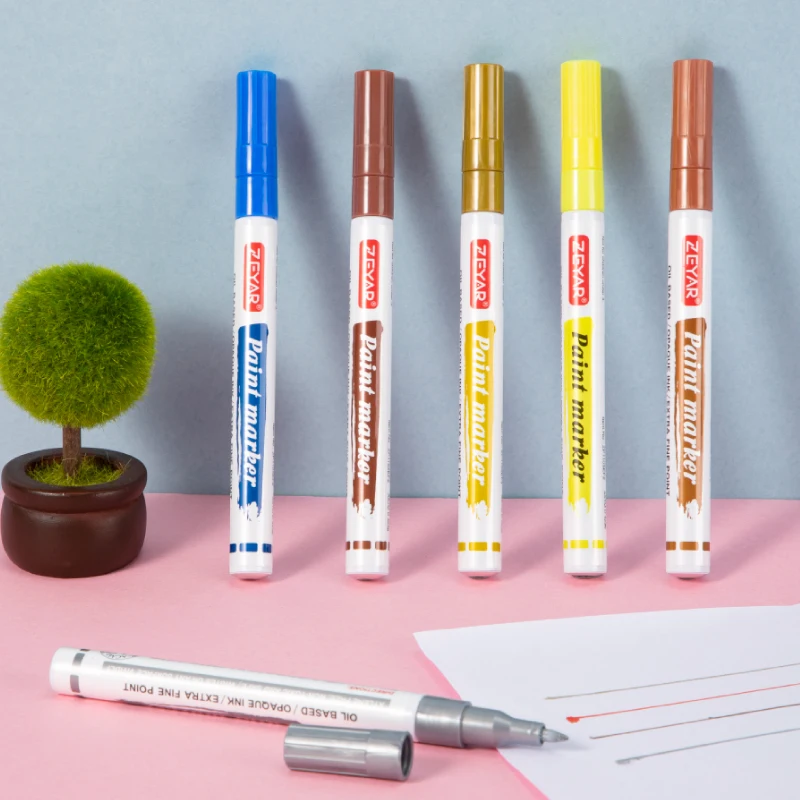 ZEYAR Paint Pens Extra fine Point Oil based Paint Marker for Rock Painting and DIY 18 Colors Aluminum Barrel