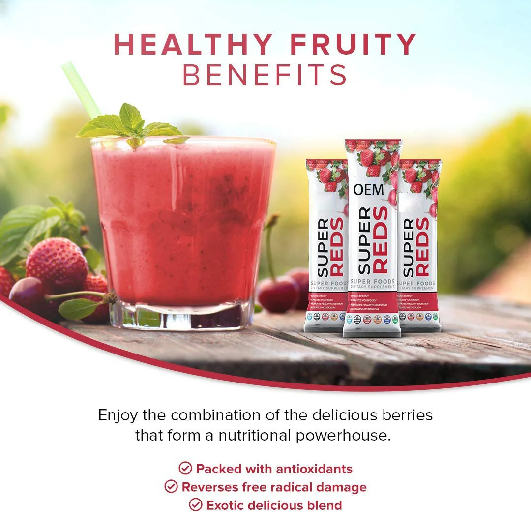 OEM Organic Super Foods Supplement Reds & Greens Superfood Solid Drink Powder with Antioxidants for Digestive Enzymes