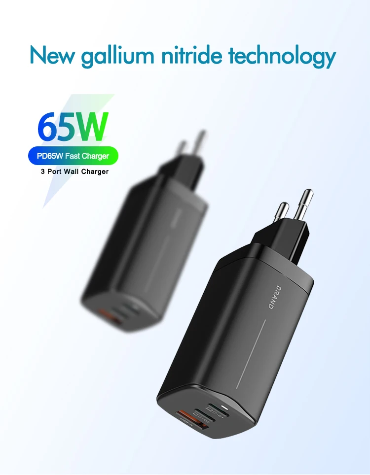 65W Gan Tech Laptop PD 3.0 Travel Mobile Phone USB C Mobile Phone Charger Type C Fast Portable Charger For Macbook Samsung