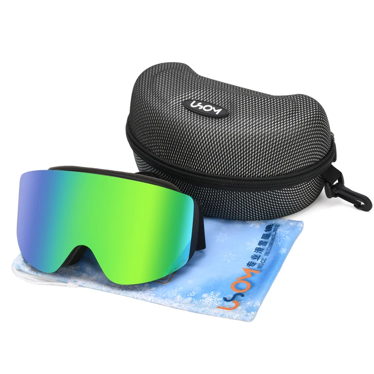 2023 wholesale best mirrored anti-fog custom magnetic UV 400 Stylish Snow Skiing Goggles Double Layer all black ski goggles