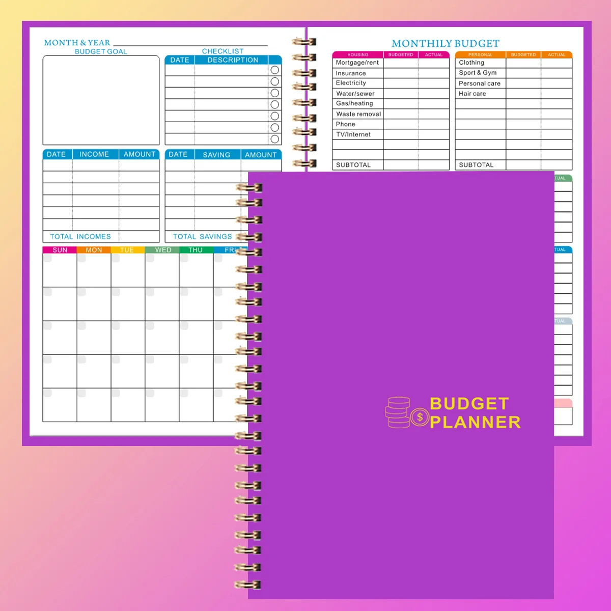 Durable Monthly Budget Planner Cover Featuring PP Film Stamping For Stylish Budgeting And Financial Planning