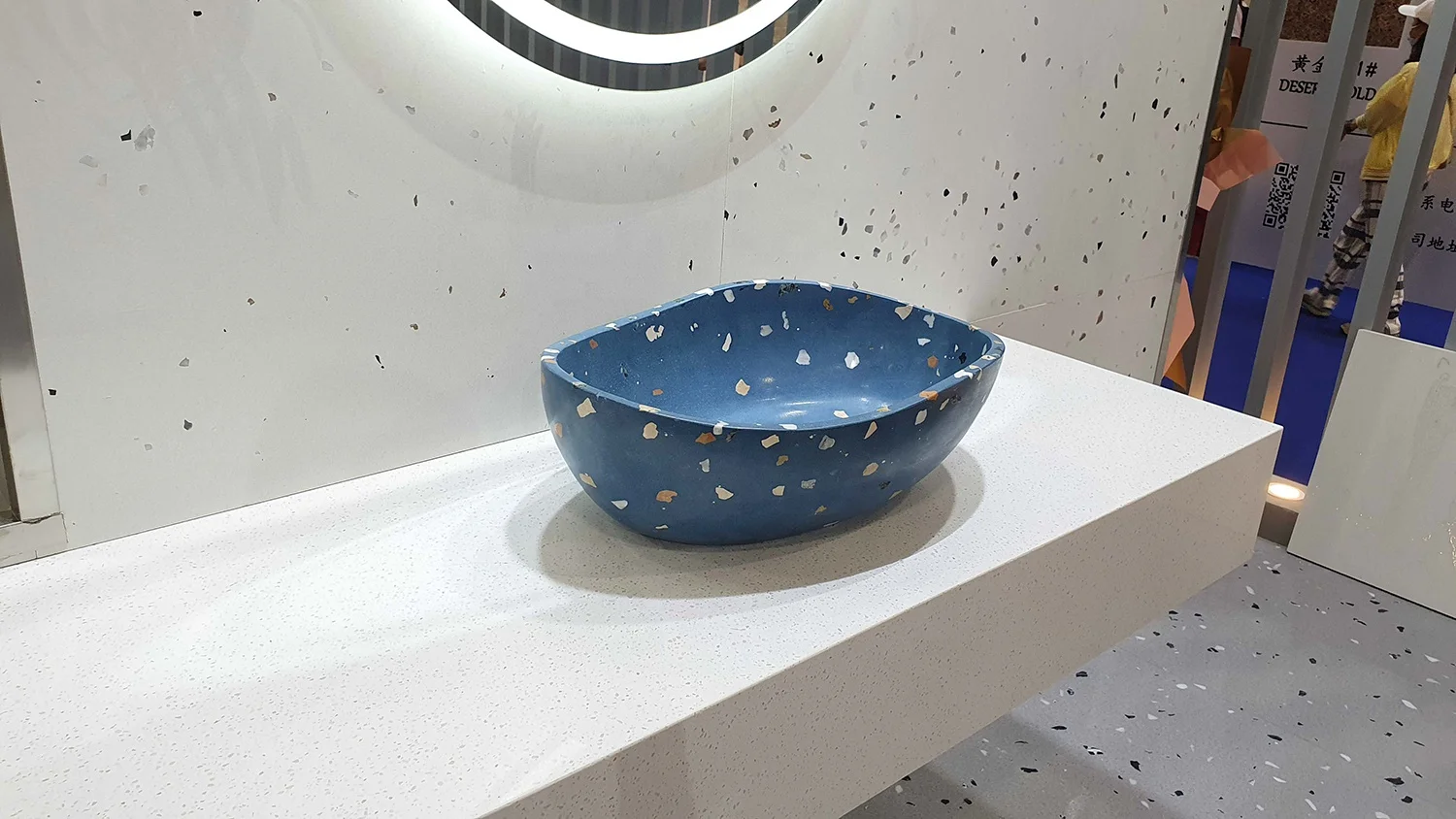 BOTON STONE Cement Concrete Lavatory Blue Sinks Terrazzo Stone Bathroom Toilet Porcelain Wash Basin