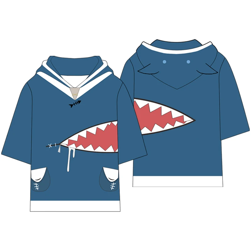 Hololive Hoodie Gawr Gura Cosplay T-Shirt Sweater Couple Hoodie Costume Stage Costume Cute Anime Exhibition Dress Up Costume