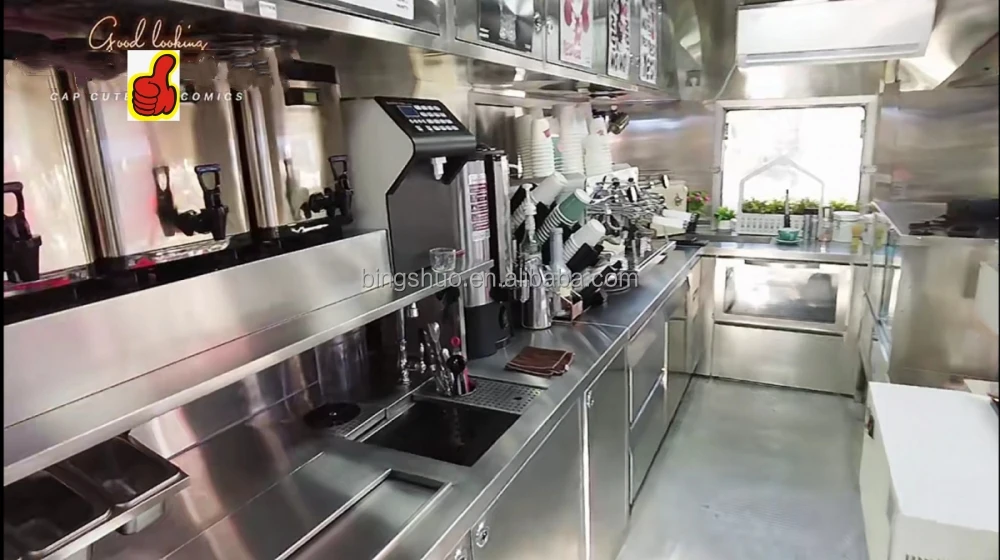 Multifunctional Mobile Coffee Fast Food Trailer Airstream Mobile Hot Dog Pizza BBQ Food Trucks With Full Kitchen for Sale