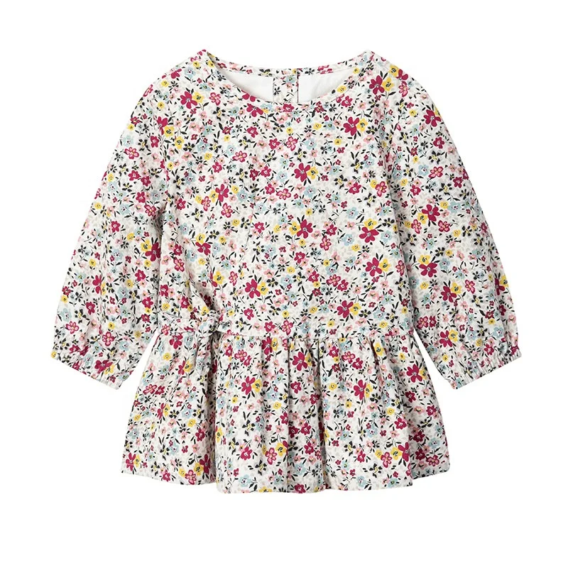 
Girls full lining allover floral long sleeves toddler 100% corduroy dresses children clothes for wholesale 
