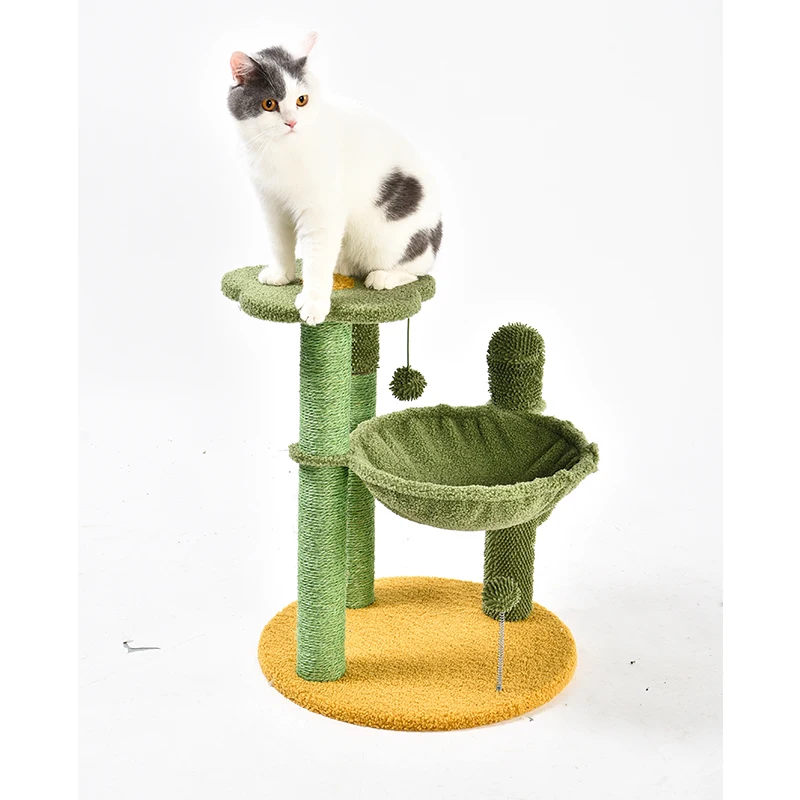 Cat Tree 33 Inches Cactus Cat Tower With Sisal Covered Scratching Post