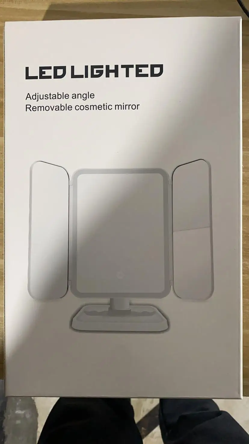 desk lamp three-sided folding touch sensor 180 degree rotating vanity magnifying wall mounted led foldable make up mirror