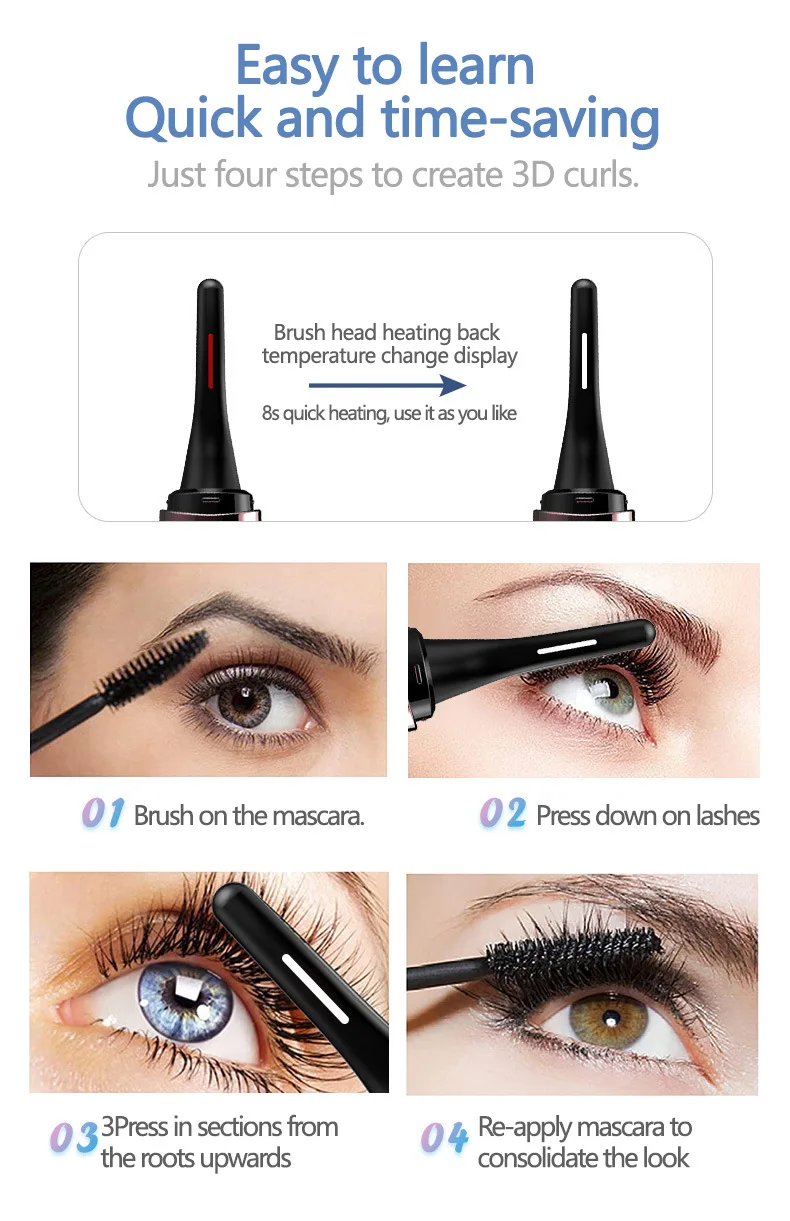 8S Fast Heating Eyelashes Lift Lifting Curler Professional Eyelash Curler Heated Eyelash Curler with Comb
