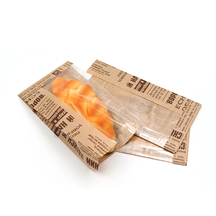 Factory Customized Manufacturer Bakery Food Printed Brown Kraft Bread Packaging Paper Bags With Plastic Window