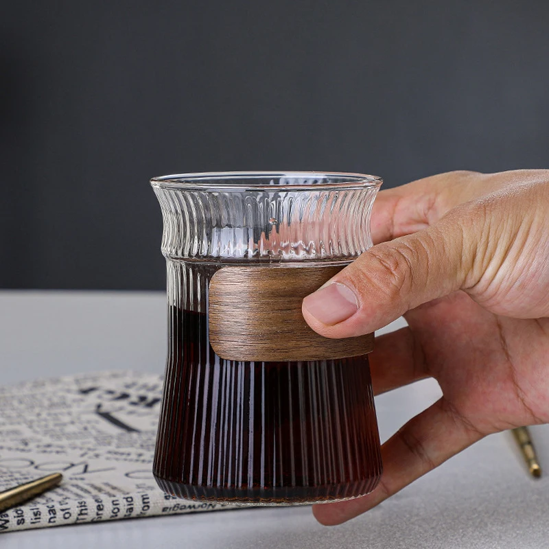 Unique Vertical Stripe Borosilicate Glass Coffee Mug for Coffee Milk Tea Beer Juice