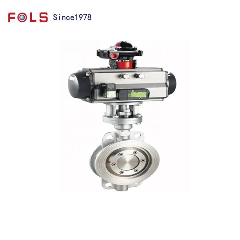 DN150 PN16 SS304 Pneumatic Clamp Hard Sealing Metal Seal Wafer Type Butterfly Valve