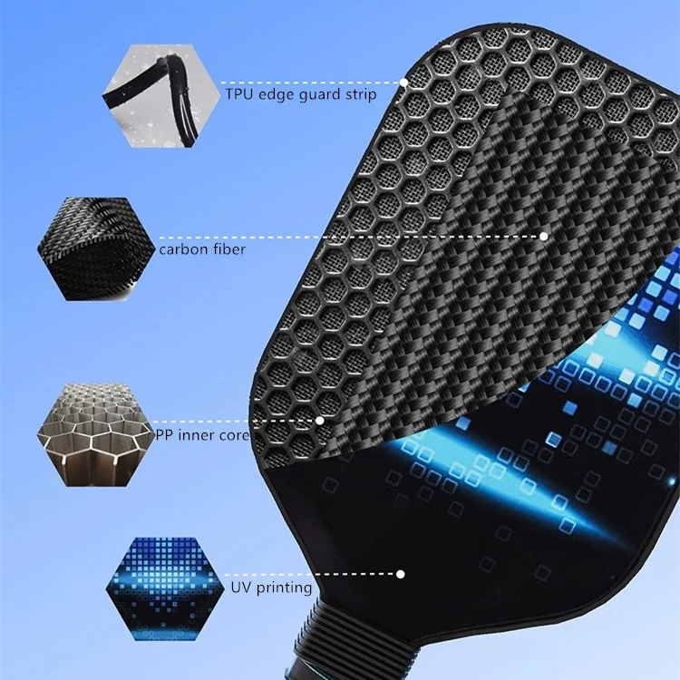 Wholesale Customized Logo Edge Guard Tape PP Core T700 Carbon Fiber Pickleball Paddles for Professional Training