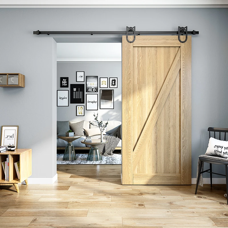 Hot Selling SJ2004 Modern Double Barn Door Hardware Mechanism Black Carbon Steel Roller for Window Sliding Door for Hotels