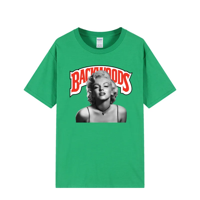 Wholesale Soild Color Cotton Heat Transfer Printing Hip Hop Streetwear Men Women Unisex Cookie Backwoods T Shirt In Bulk