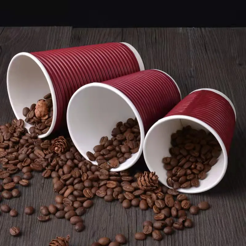 Wholesale 8oz 12oz 16oz Disposable Double Wall Coffee Paper Cups Customized Hot Coffee Paper Cup