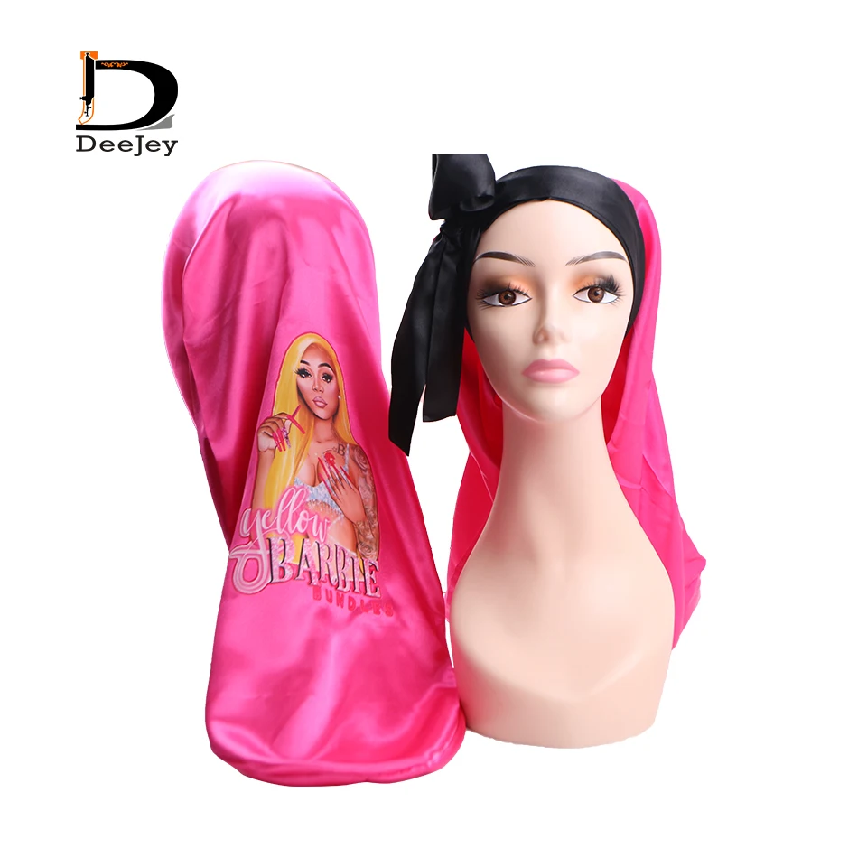  Fire Sale Wholesale Satin Adjustable Long Bonnet With Tie Band Custom Logo For