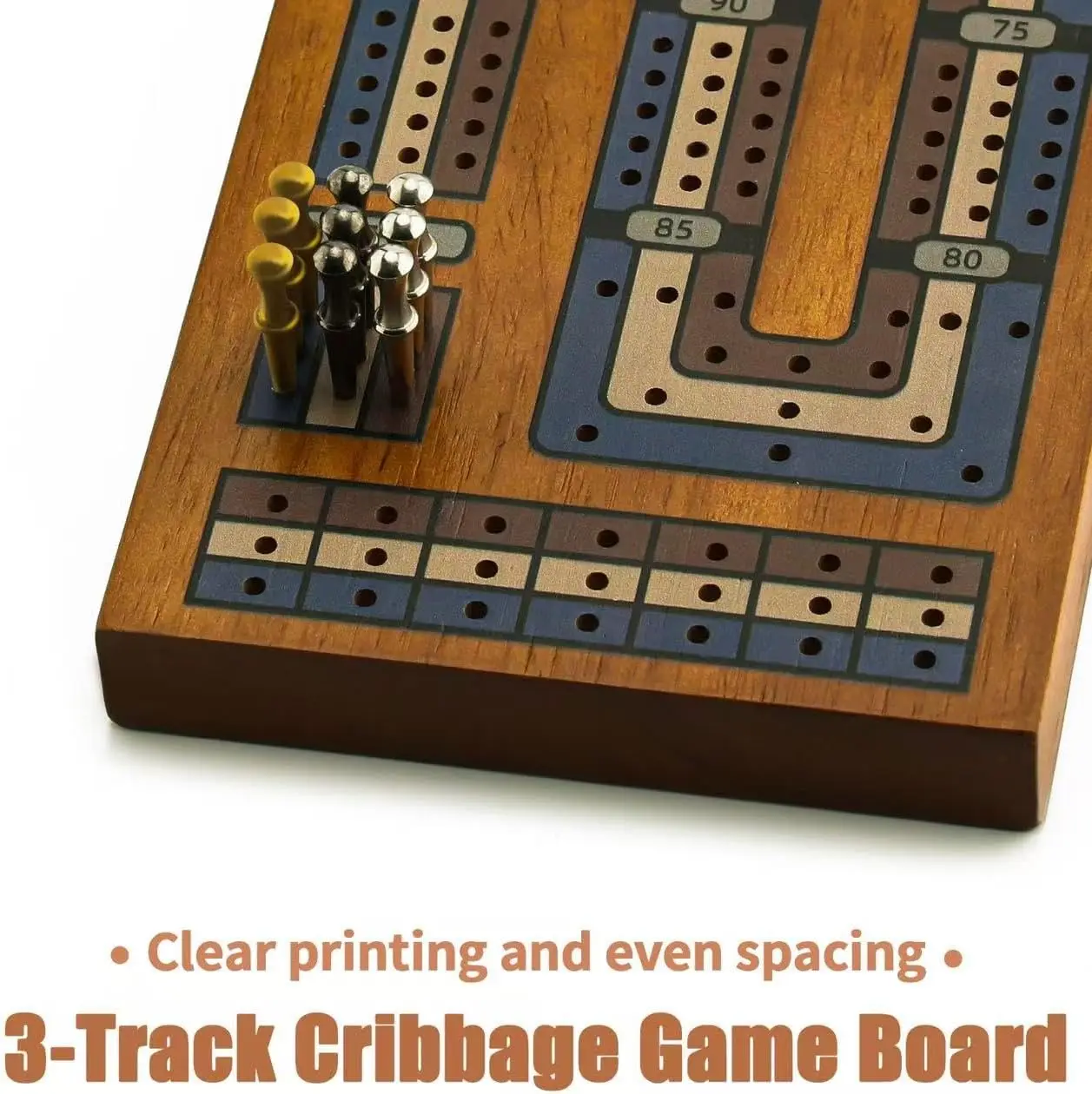 Travel Cribbage Board with Storage and Collapsible with Magnetic Lock 9 Metal Pegs Full Deck of Cards Family Board Games Adults