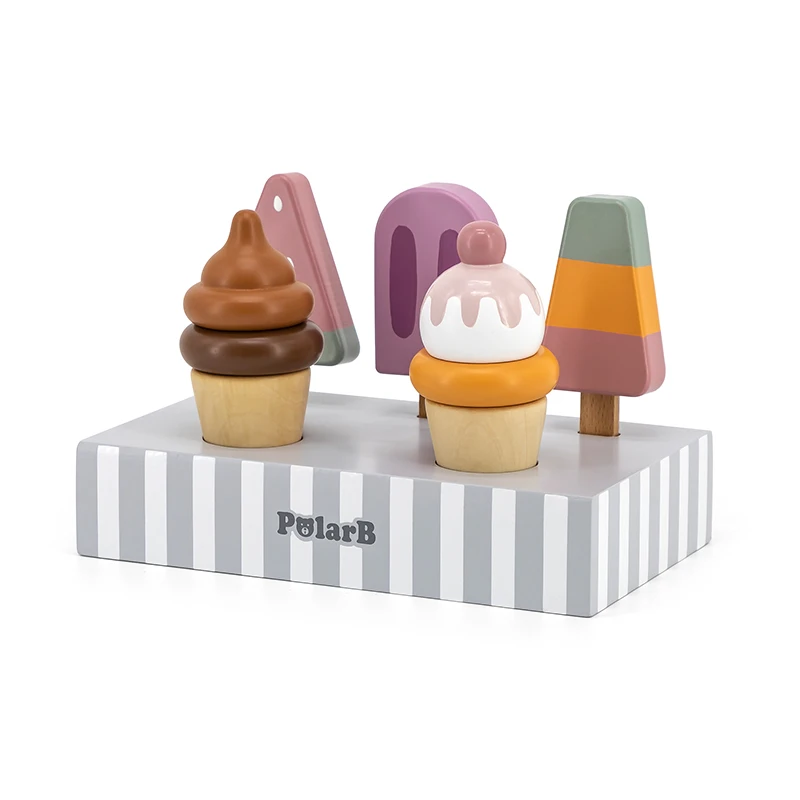 VIGA ins style wood ice cream trolley toy Dessert Candy Cart for Baby role-playing game toys