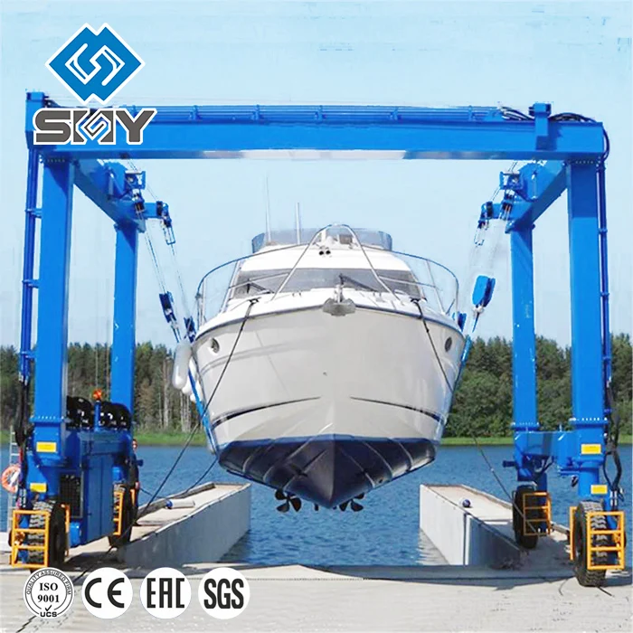 Rubber Tyred Gantry Crane Hydraulic Boat Lift System Boat Lifting Gantry Crane For Sale