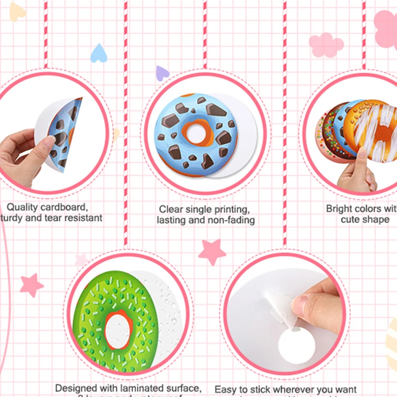 Donuts Theme Party Cutouts Colorful Mid Century Mod