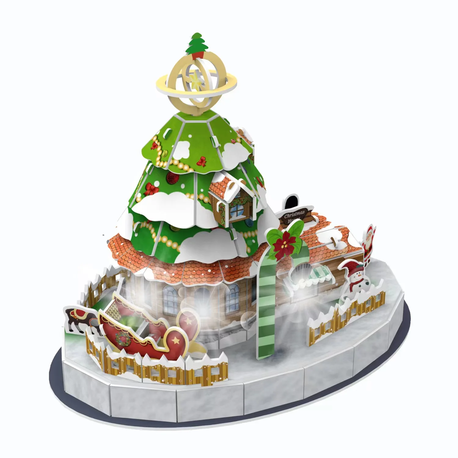 Christmas paper 3d stereoscopic puzzles children kindergarten early education handmade diy tree house with led lights toys