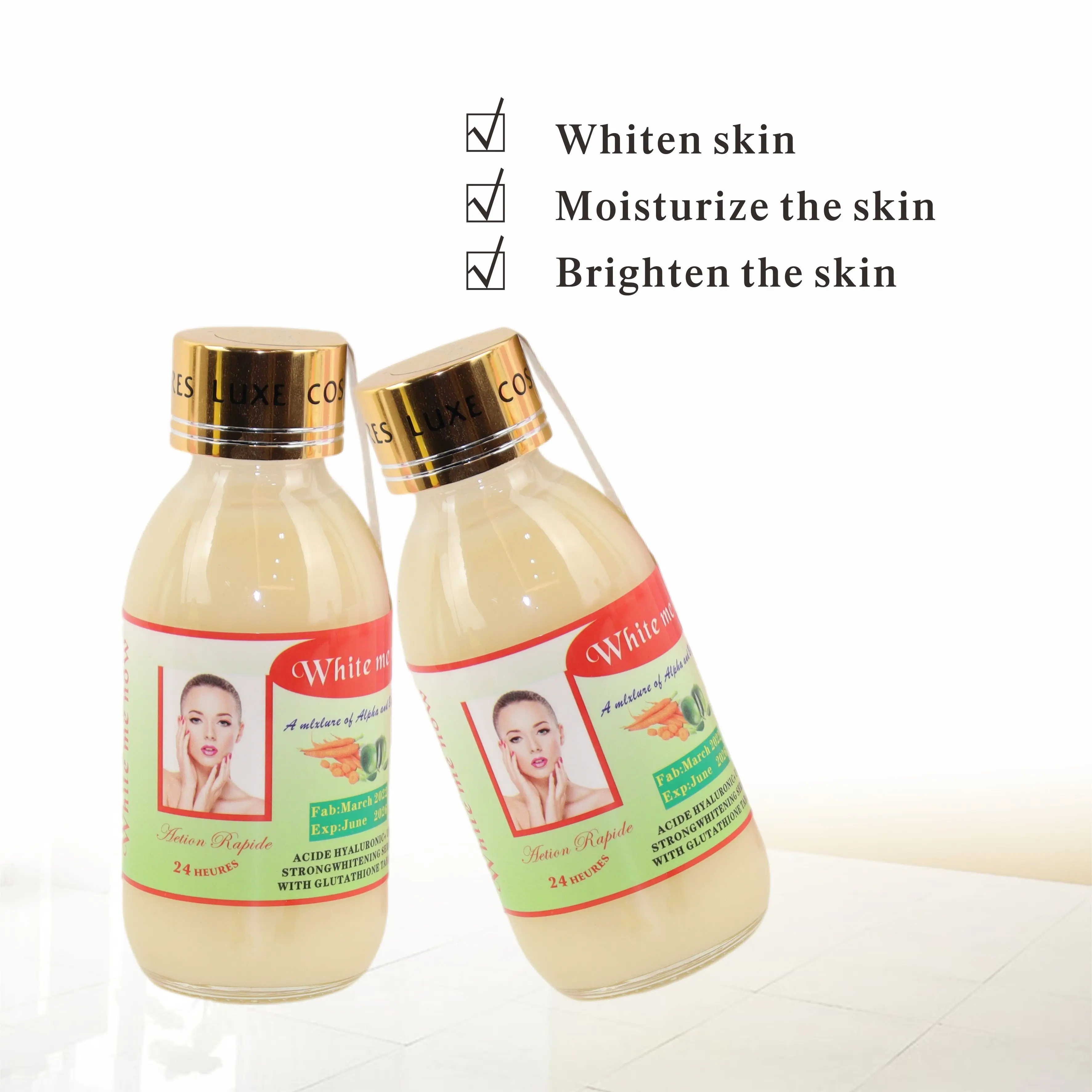 Сильный отбеливающий сыворотка с glutathio планшет Гиалуроновая кислота оригинальные морковь экстракт увлажняющий свечение eclaircissant
