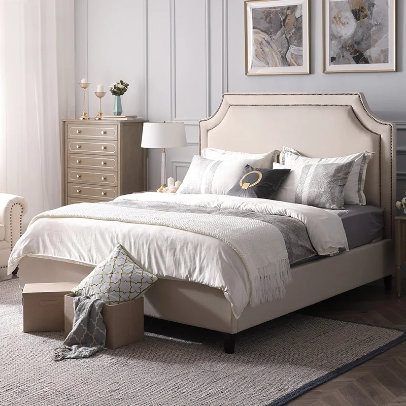 
Royal bedroom furniture wooden king size platform bed sets full size double bed frames with headboard 