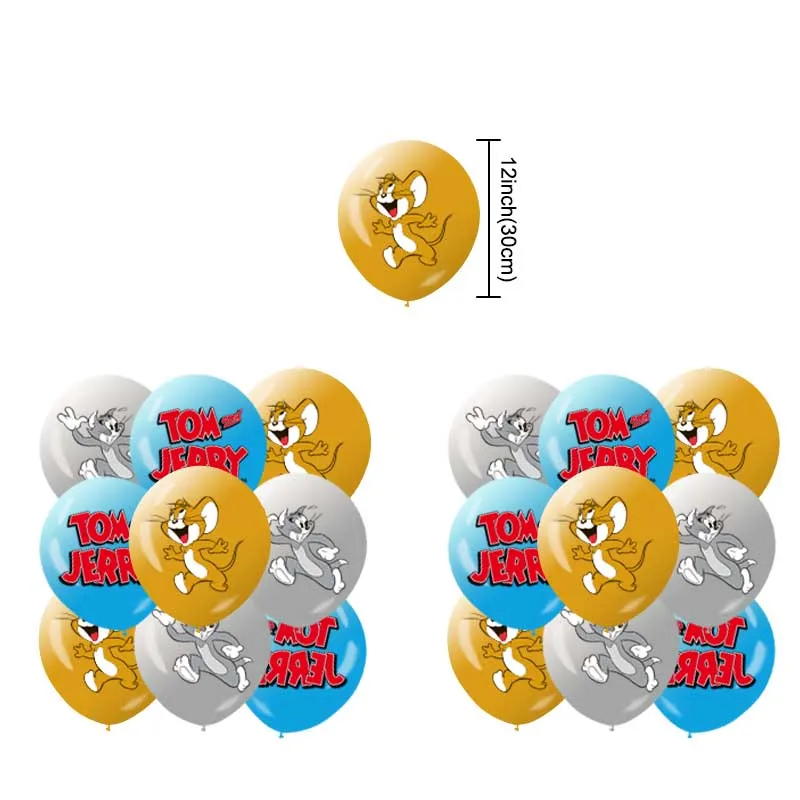 Mouse Tom & Jelly Cartoon Party Decoration Includes Banners Latex Balloons Cake Topper for Kids Boys Girls Birthday Favor X0097