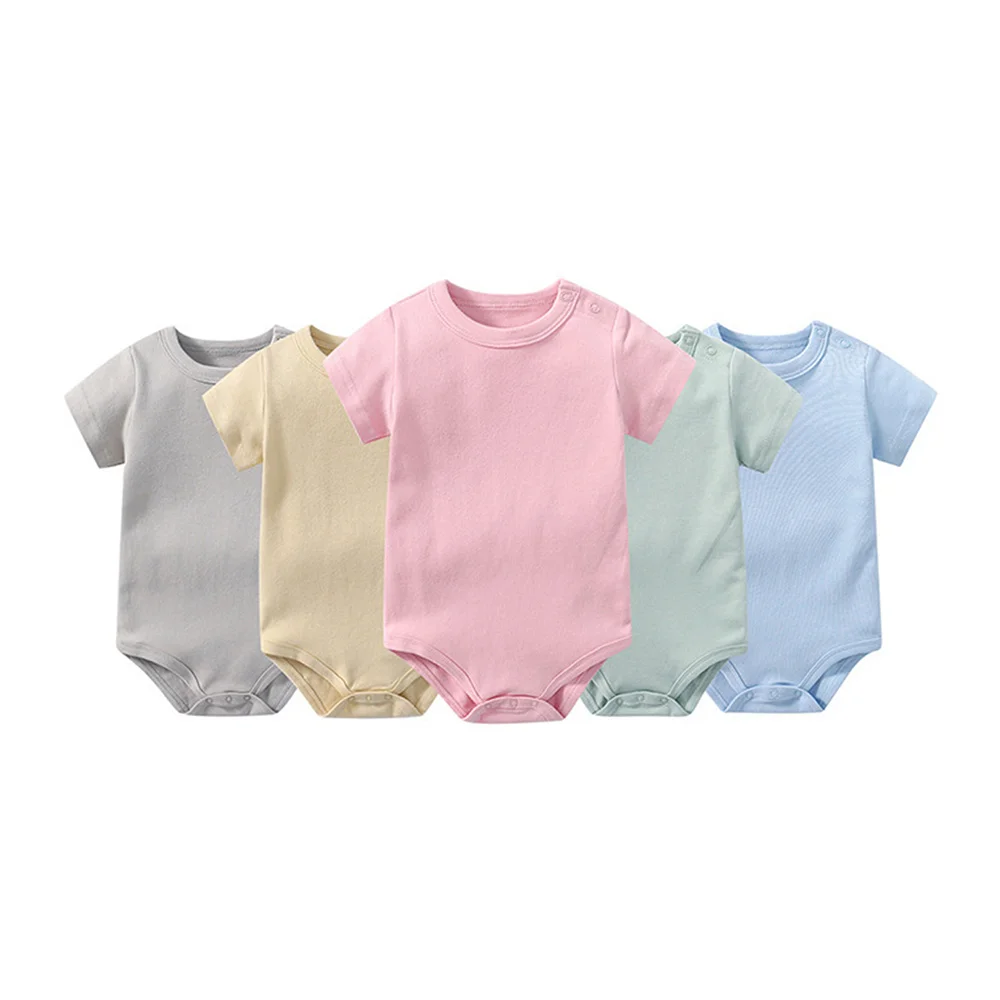 
Wholesale Newborn Gifts Organic Cotton Baby Summer Onesie Clothes Blank Romper Short Sleeve Bodysuit for Baby Girls Boys 