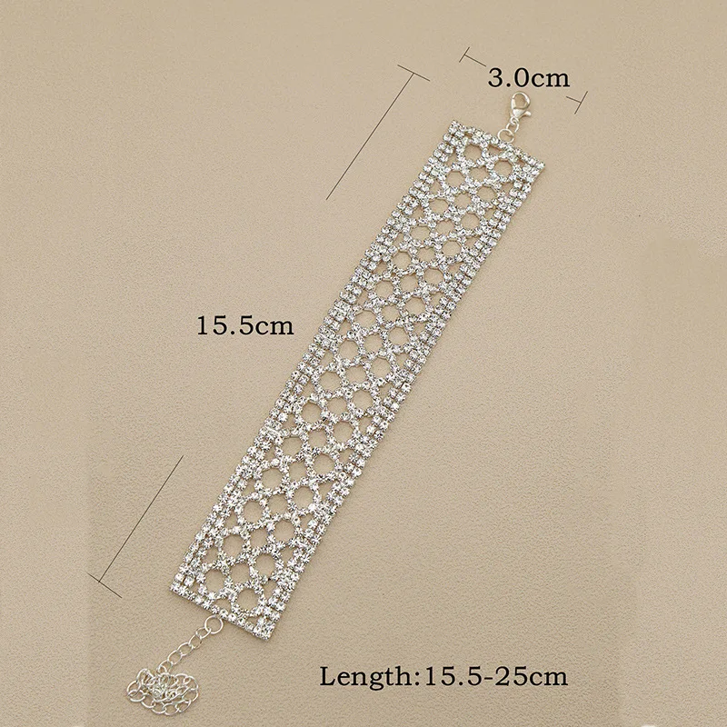 Hoyon  3cm  Diamond minimalist rhinestone crystal bracelet Wedding Bridal Crystal Bracelet Wholesale