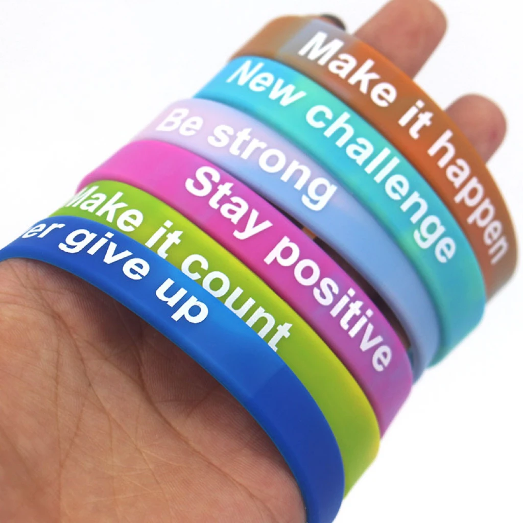 Custom mixed colours wrist band glowing bracelet silicone wristbands printing logo sports silicone bracelet men