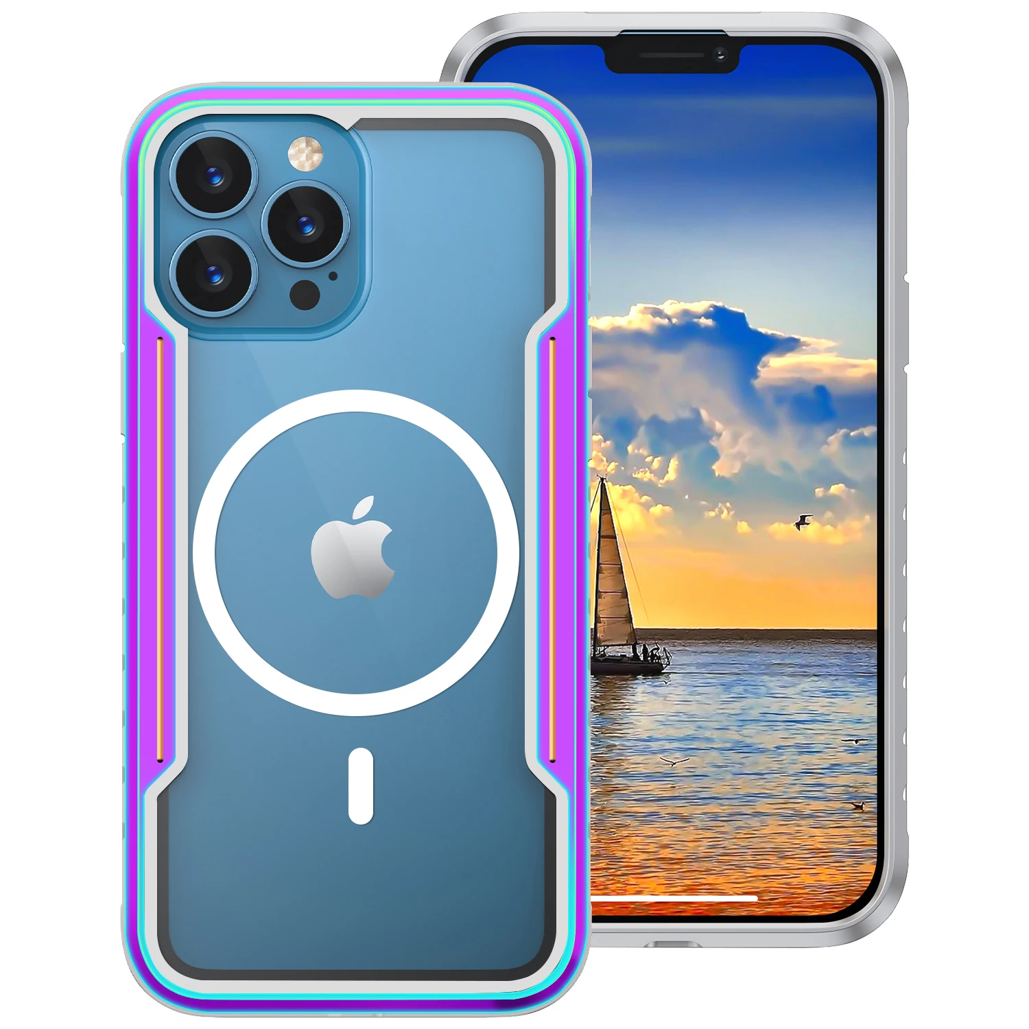 Magnetic Defense Shield for iPhone 14 Pro Max Clear Wireless Charging Aluminum Bumper Case for iPhone 14 Max Magnet Phone Case